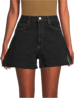 WeWoreWhat Black High Rise Boyfriend Denim Shorts 25